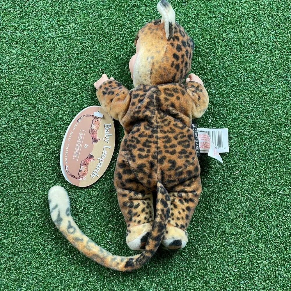 Vintage Anne Geddes Sleeping Baby Leopard Plush Stuffed Animal
